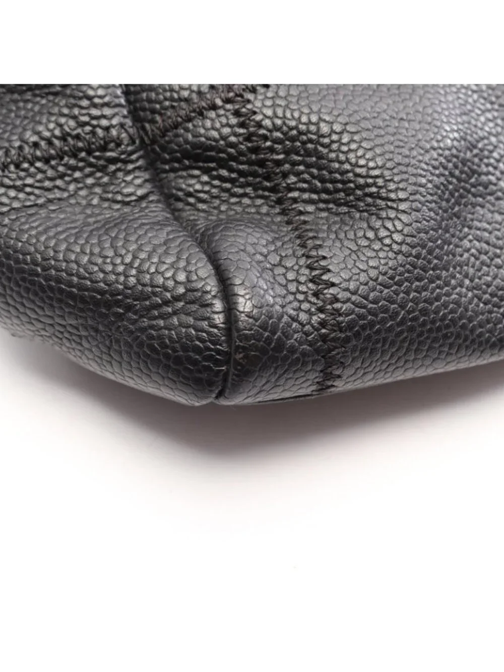 Chanel Tote Bag Choco Bar Black Caviar Leather Mini Bost